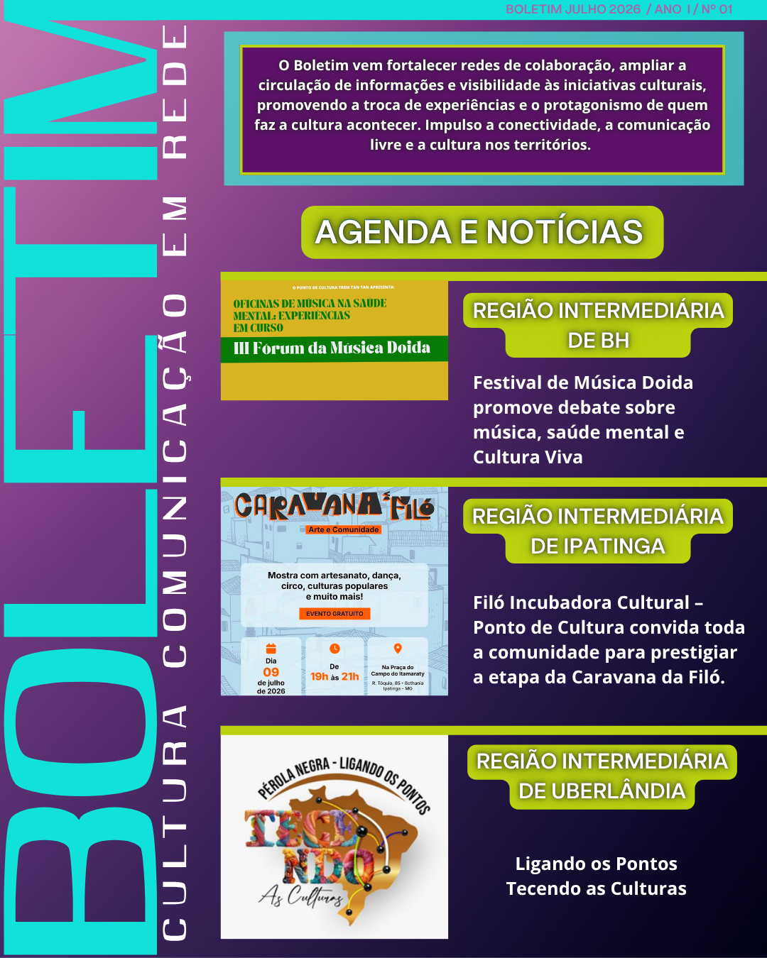 Capa do Boletim Semanal — Edição 1
